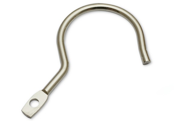 Crochets métalliques pour nuanciers, 71 mm, avec trou de rivet, nickelés