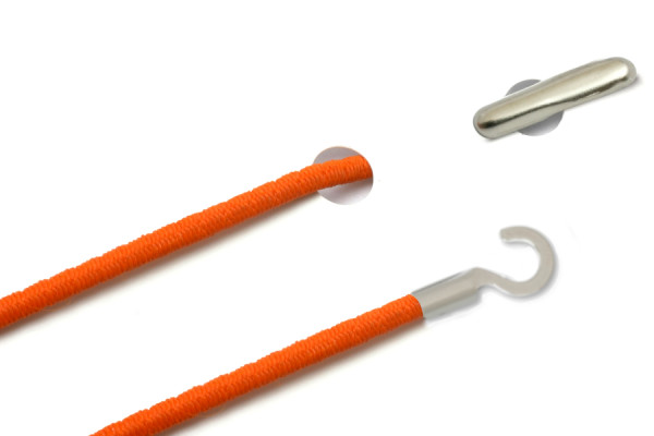 Cordons en caoutchouc avec goupille fendue et cosse ouverte, orange foncé