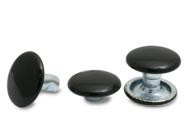 Rivet creux double, tête de 9 mm de diamètre, base fermée, têtes laquées en noir