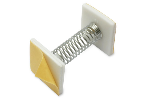 Attache décorative à ressort, 30 mm, blanche, avec 2 surfaces adhésives