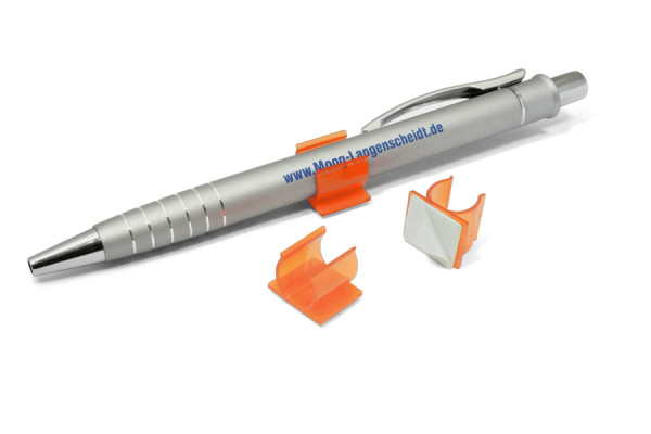 Porte-stylos en plastique, autocollant, orange