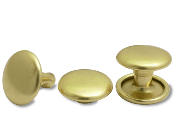 Rivets creux doubles, tête de 9 mm de diamètre, base fermée, en laiton