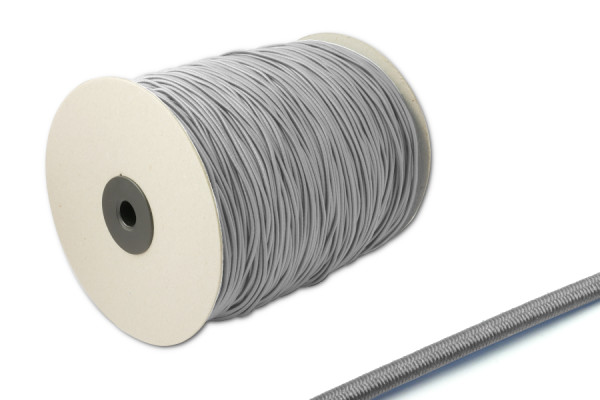 Cordon en caoutchouc, 2,2 mm de diamètre, en rouleau de 500 m, gris