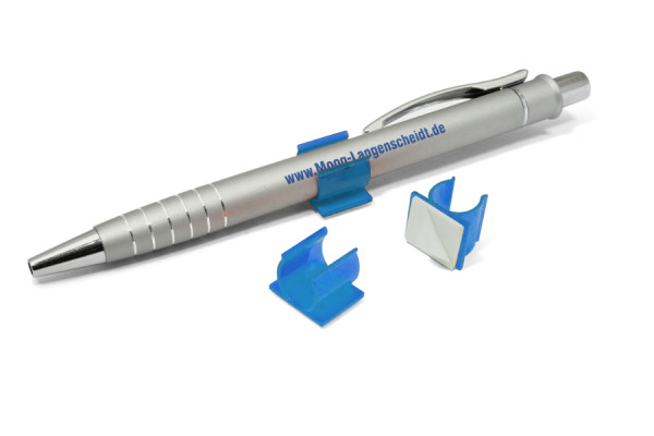 Porte-stylos en plastique, autocollant, bleu