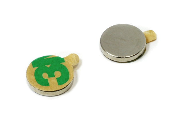 Aimants disques, 9,5 x 1,5 mm, auto-adhésifs