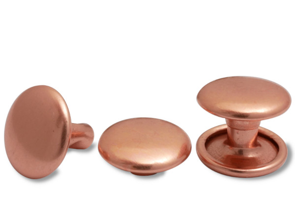 Rivets creux doubles, tête de 9 mm de diamètre, base fermée, cuivrés