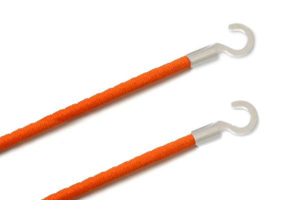 Cordons en caoutchouc avec cosses, ouverts, orange foncé