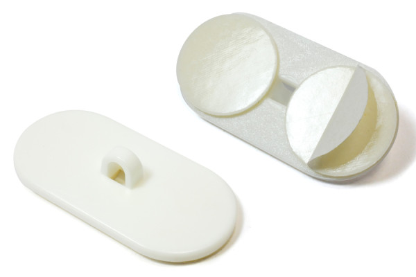 Pastilles adhésives avec œillet, 20 x 40 mm, plastique, blanc