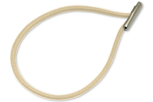 Cordons en caoutchouc montés en forme de goutte, beige