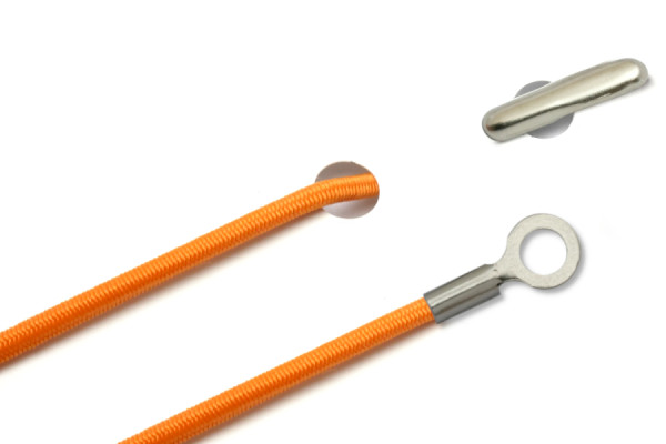Cordons en caoutchouc avec goupille fendue et cosse fermée, orange