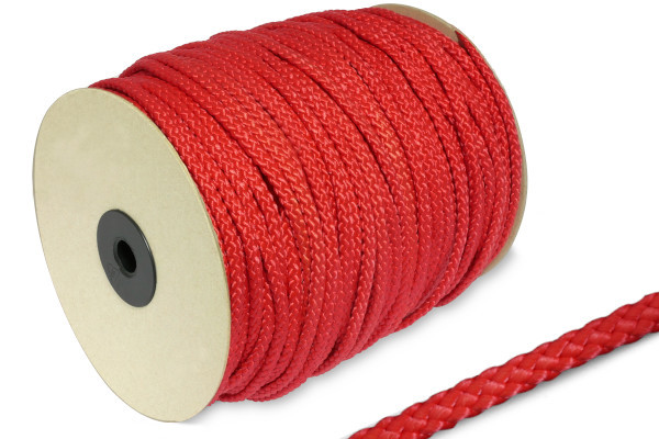 Cordon en PP, Ø 5 mm, en rouleau de 100 m, rouge