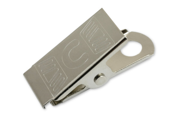 Clips pour cartes d'identité Kroko en métal, avec trou de fixation, nickelés
