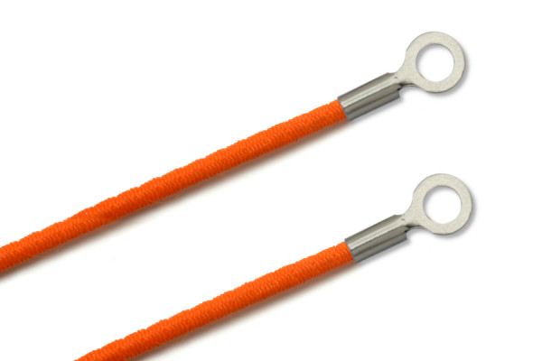 Cordons en caoutchouc avec cosses, fermés, orange foncé