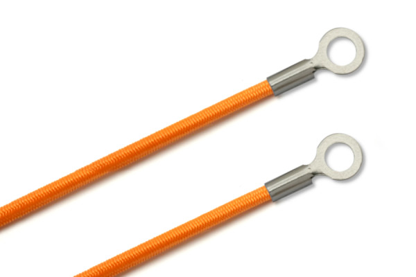 Cordons en caoutchouc avec cosses, fermés, orange
