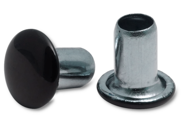 Rivets machine, 3,8 mm Ø tige, galvanisé 7 mm Ø tête, tête laquée noire