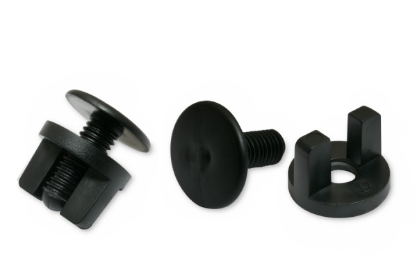 Vis PLV avec écrou à oreilles, plastique, noir