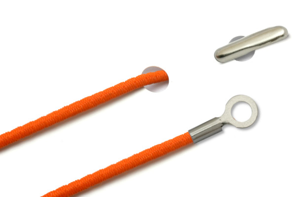 Cordons élastiques avec goupille fendue et cosse fermée, orange foncé