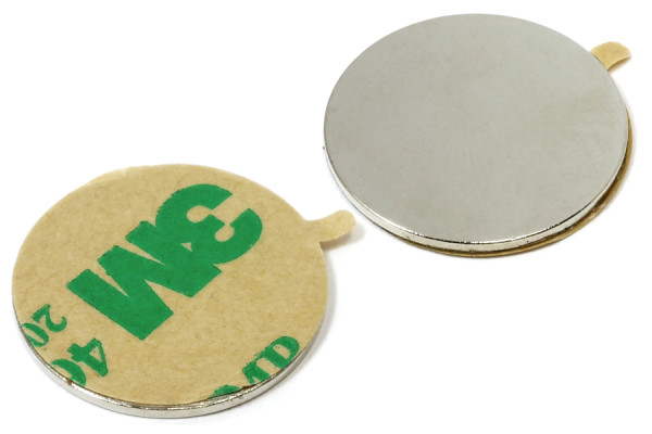 Aimants disques, 20,0 x 1,0 mm, auto-adhésifs